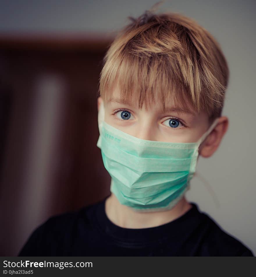 Boy Wearing Surgical Mask