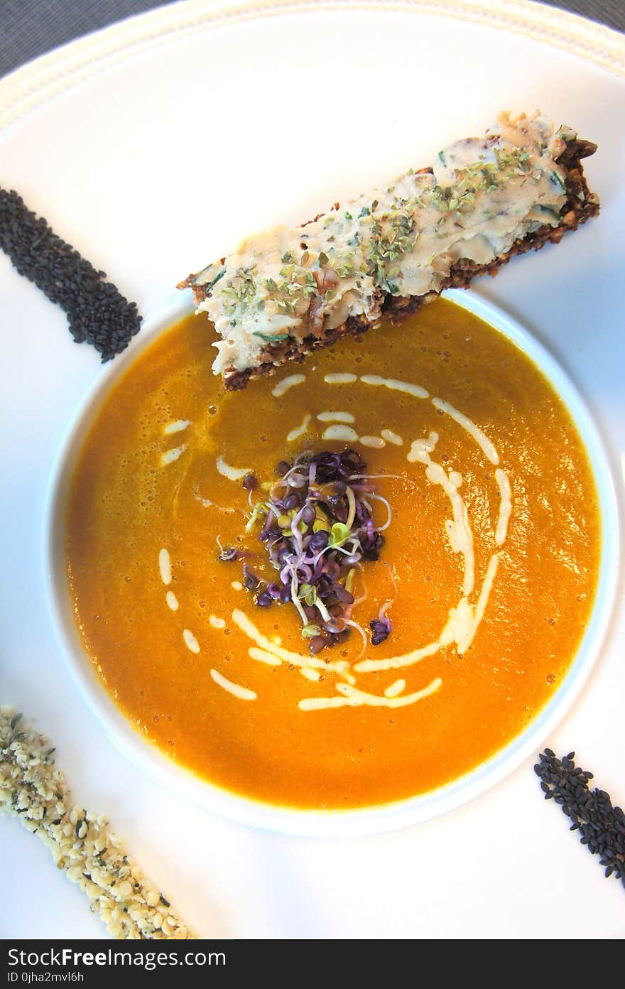 Pumpkin Soup on White Ceramic Bowl