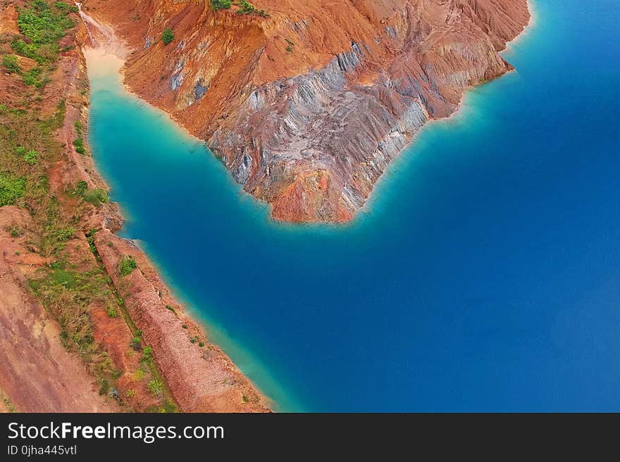 Aerial View Photography of Brown Island