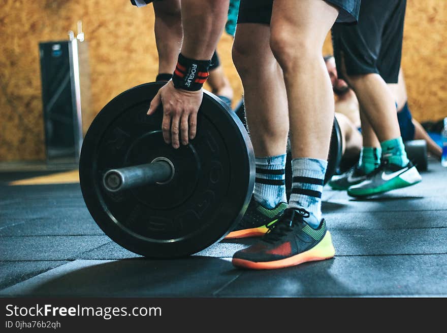 Person Holding Black Weight Plates