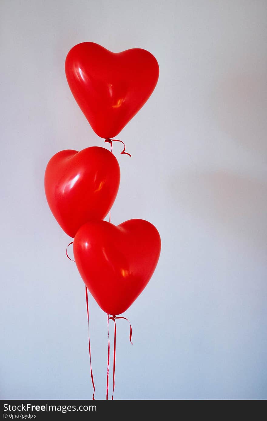 Three Red Heart Balloons