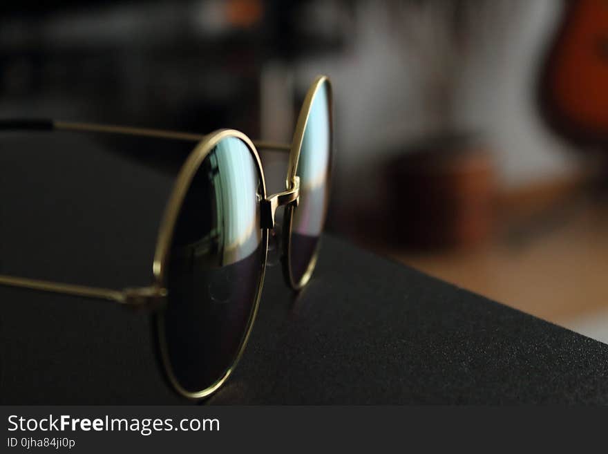 Gold Frame Black Lens Eyeglasses