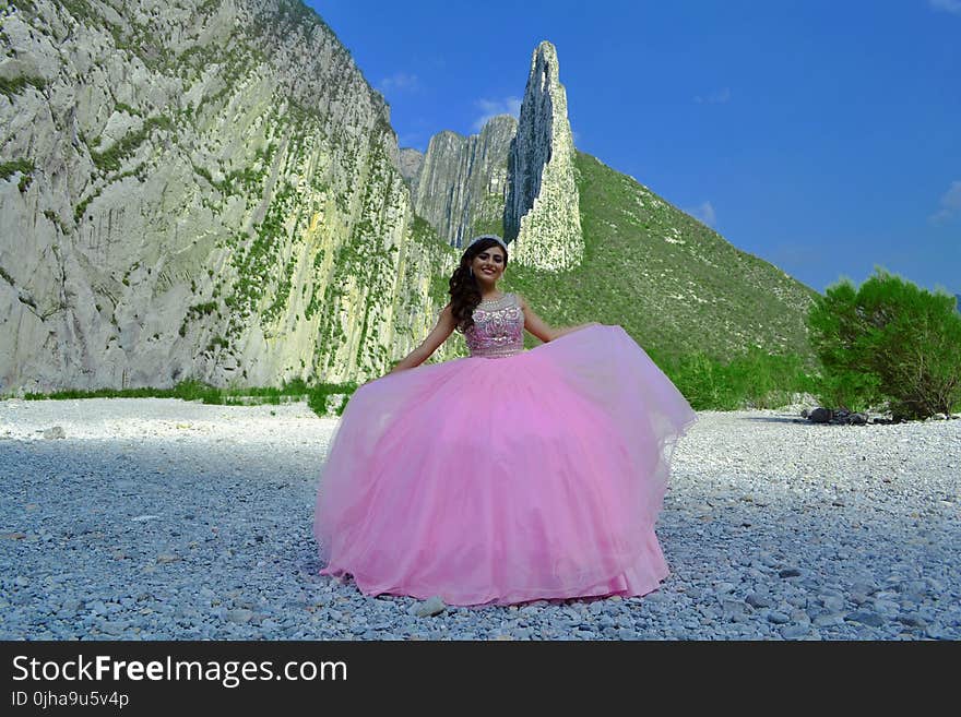 Woman Wearing Pink Gown