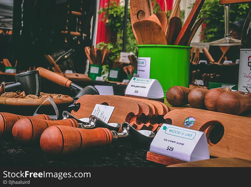 Assorted Brown Wooden Hand Tools