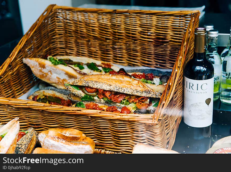 Clubhouse Sandwich on Brown Woven Basket