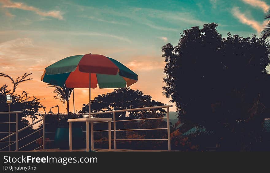 Red, Blue and Green Patio Umbrella