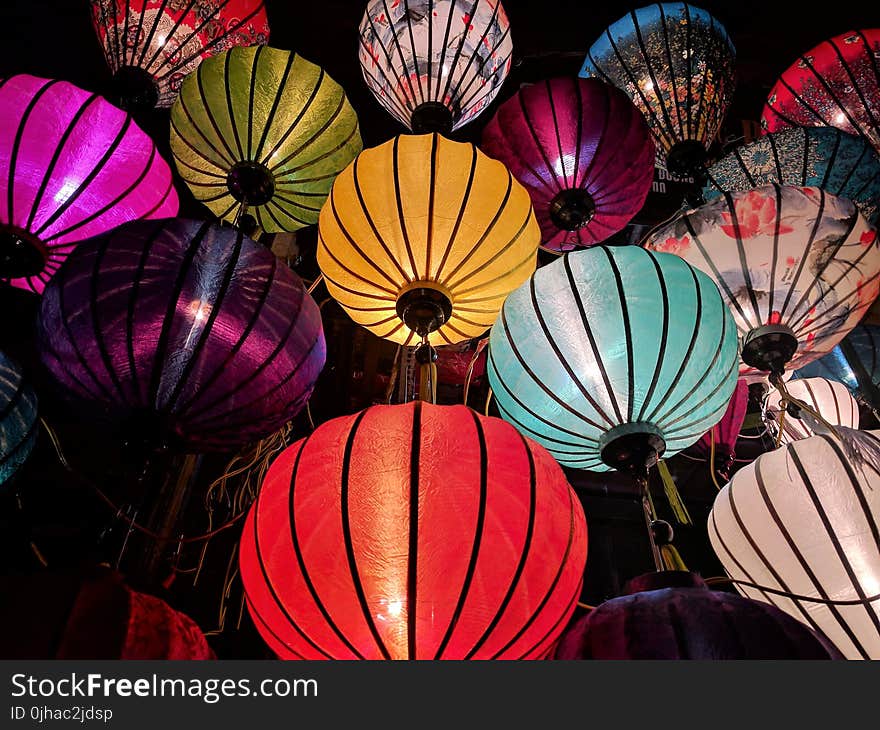 Red, Blue, Yellow, and White Sky Lantern Lot