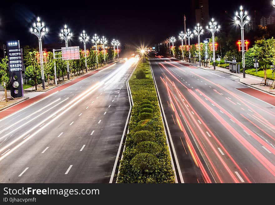 Time-lapse Photography of Cars on Road