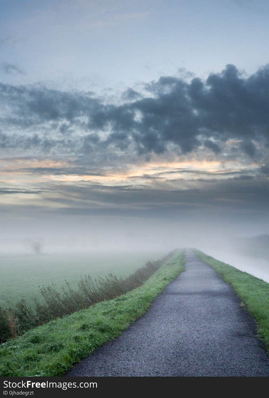 Straight Road Near Pond