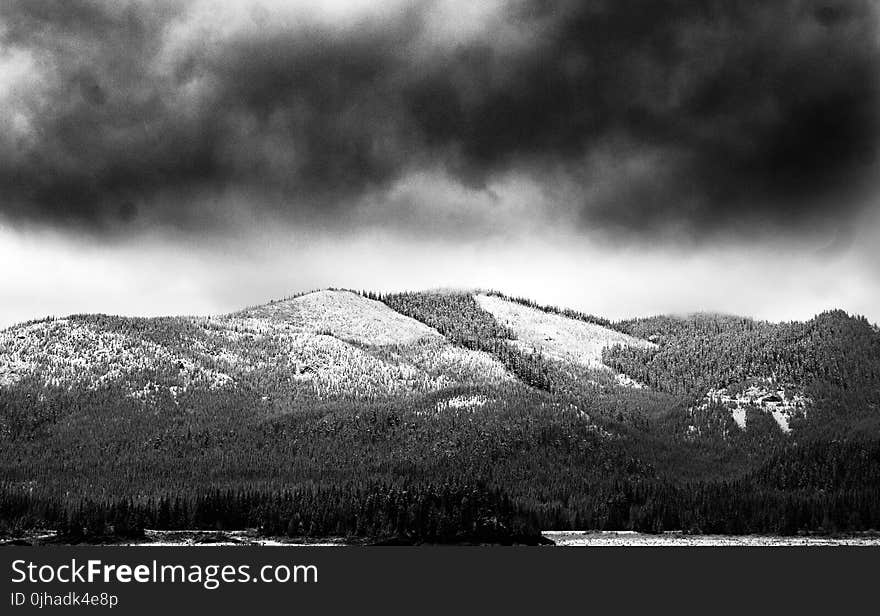 Grayscale Photo of Mountain