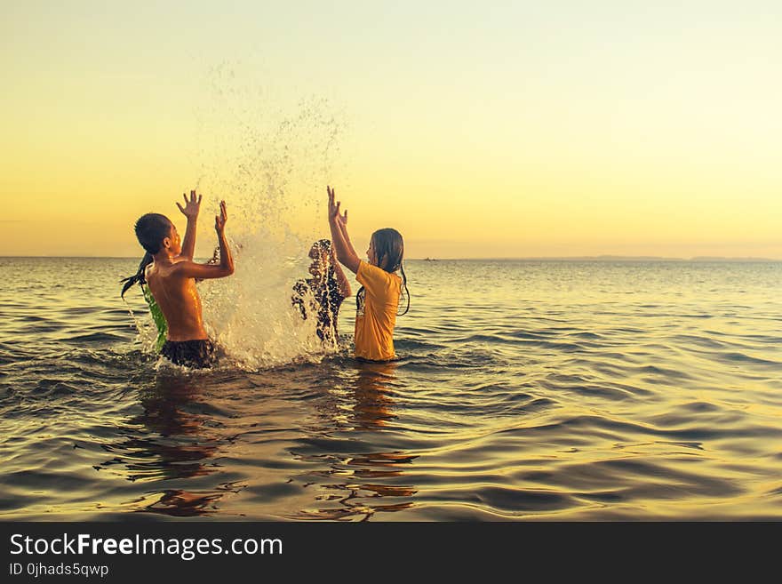 Group of People Playing on the Beach