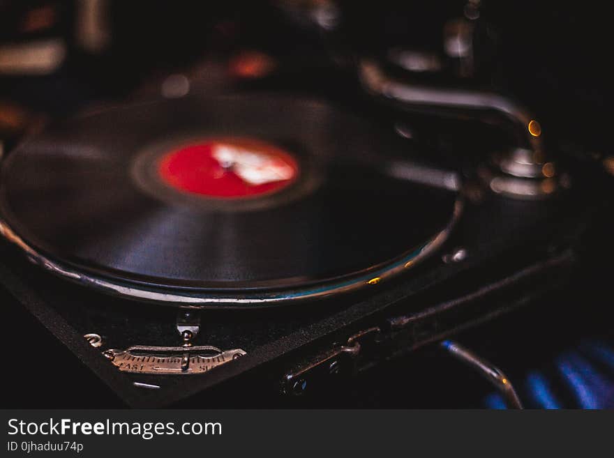 Unused Black and Red Turntable