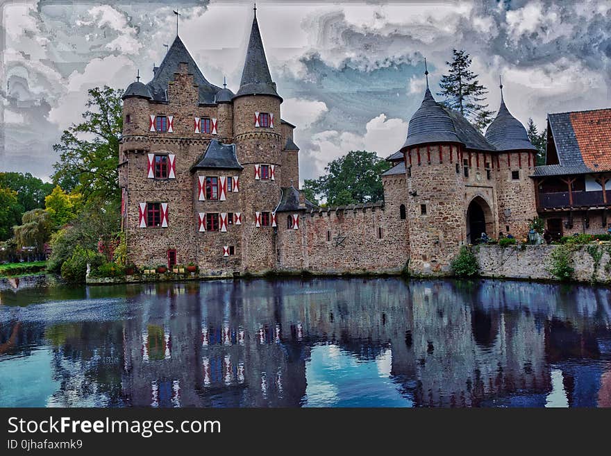 Concrete Castle Beside Body Of Water