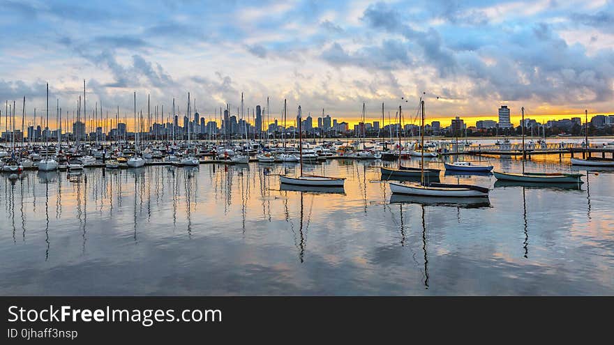 White Boats Near Dock