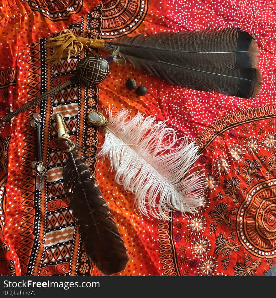 Brown, Black, and White Feather Accessories