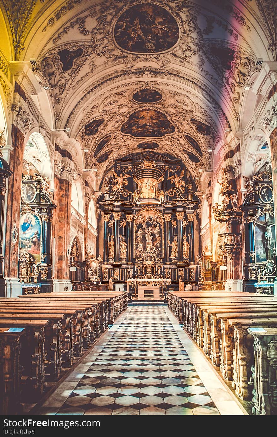 Brown and White Church Interior