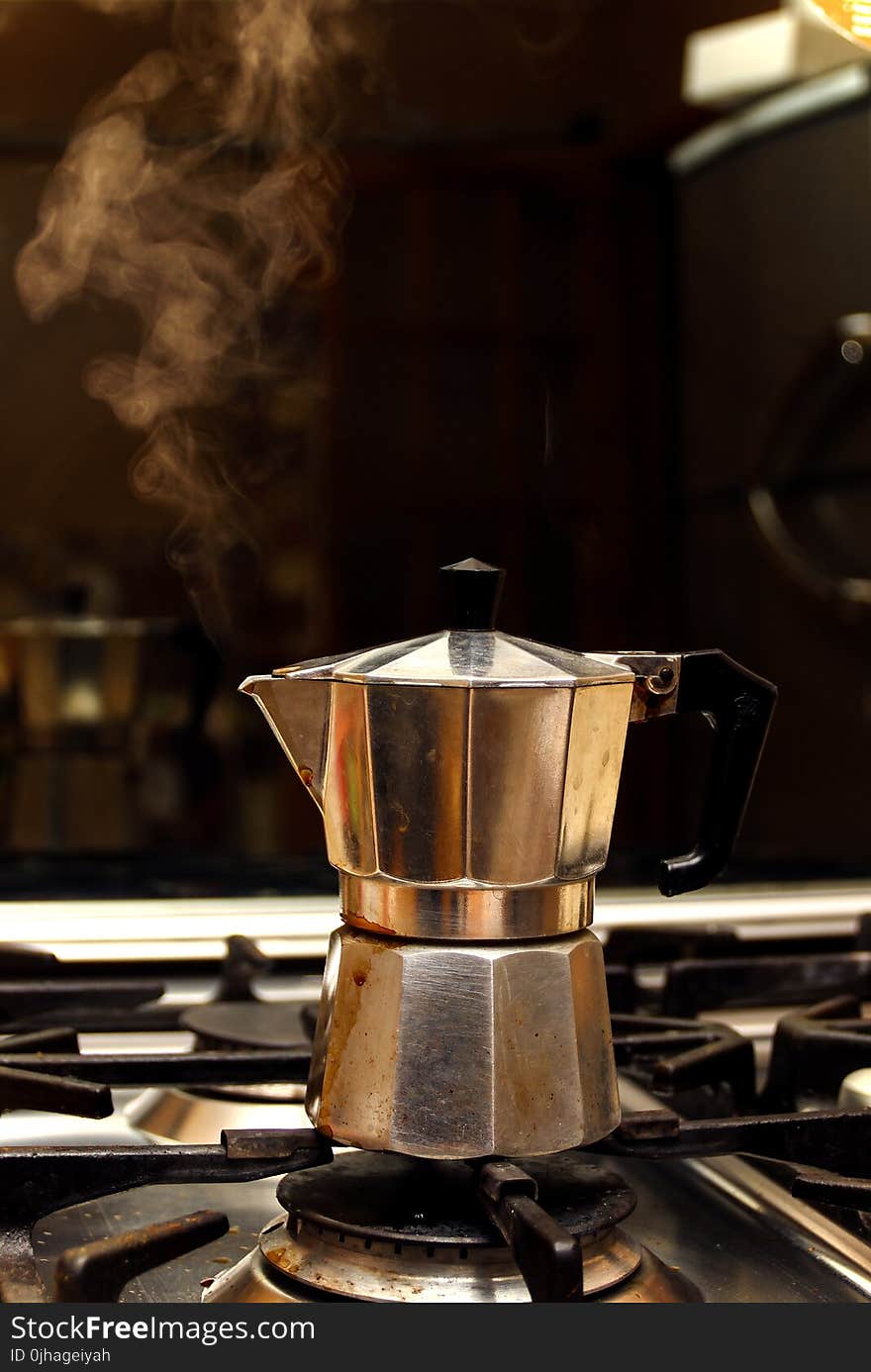 Stainless Steel Coffee Maker on Stove