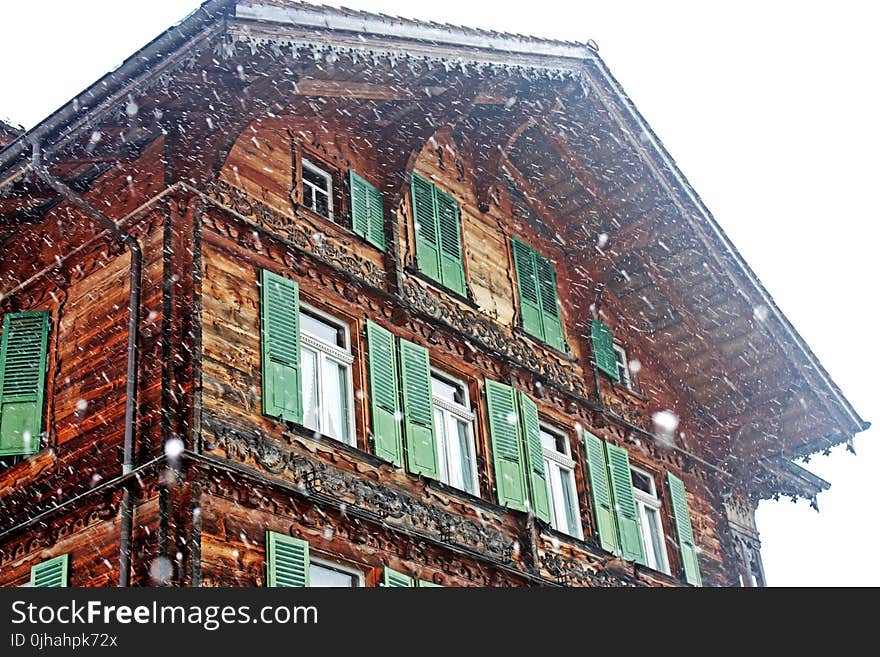 Brown and Green Wooden House