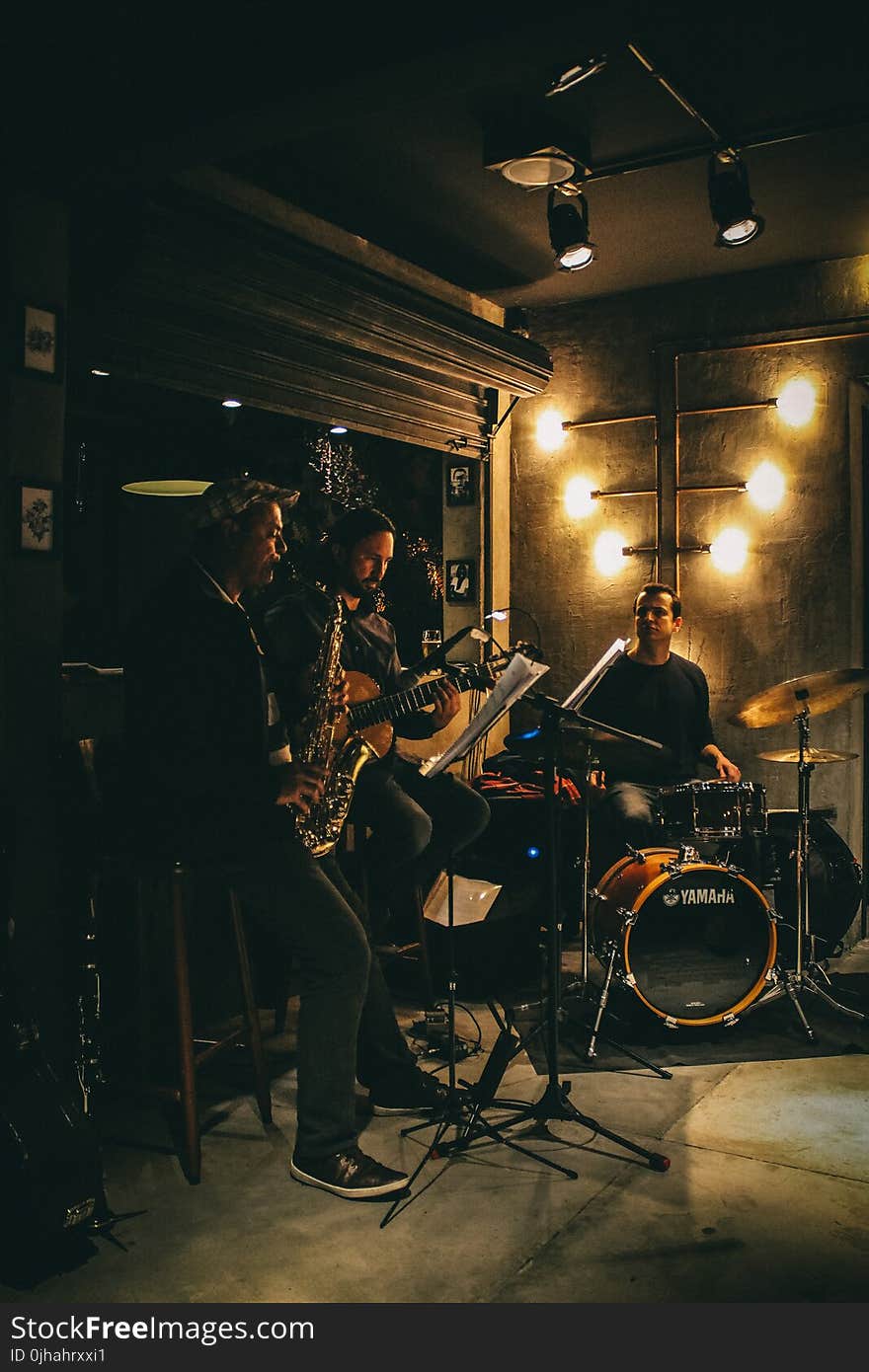 Three Man Band With Musical Instruments