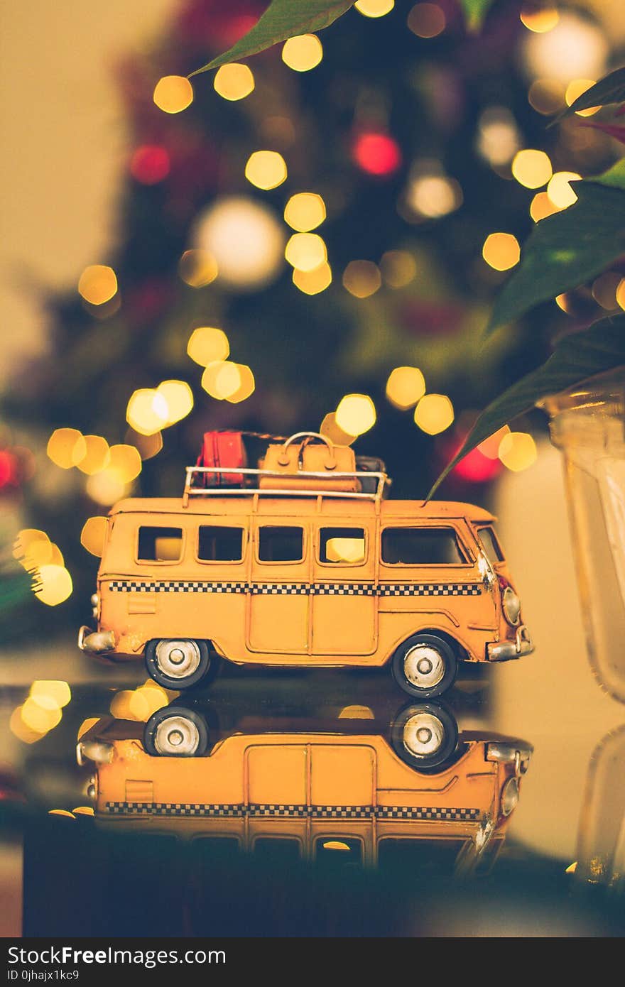 Macro Shot Photography of Brown Volkswagen Van Figure on Table