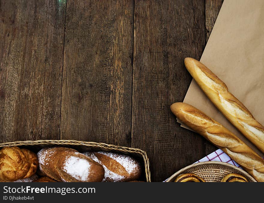 Stick Breads on Wooden Plank