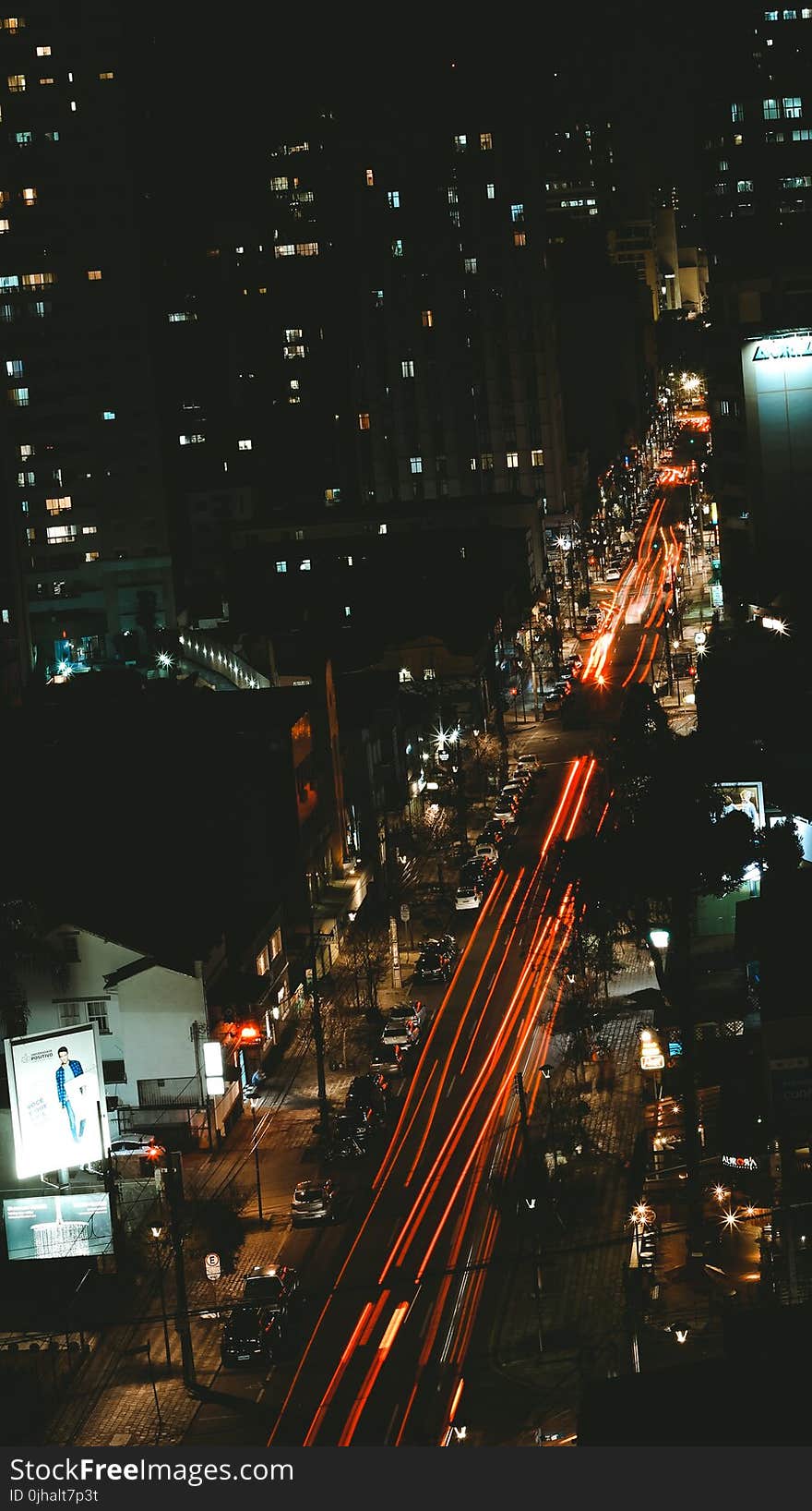 Bird&#x27;s Eye View of City at Night Time