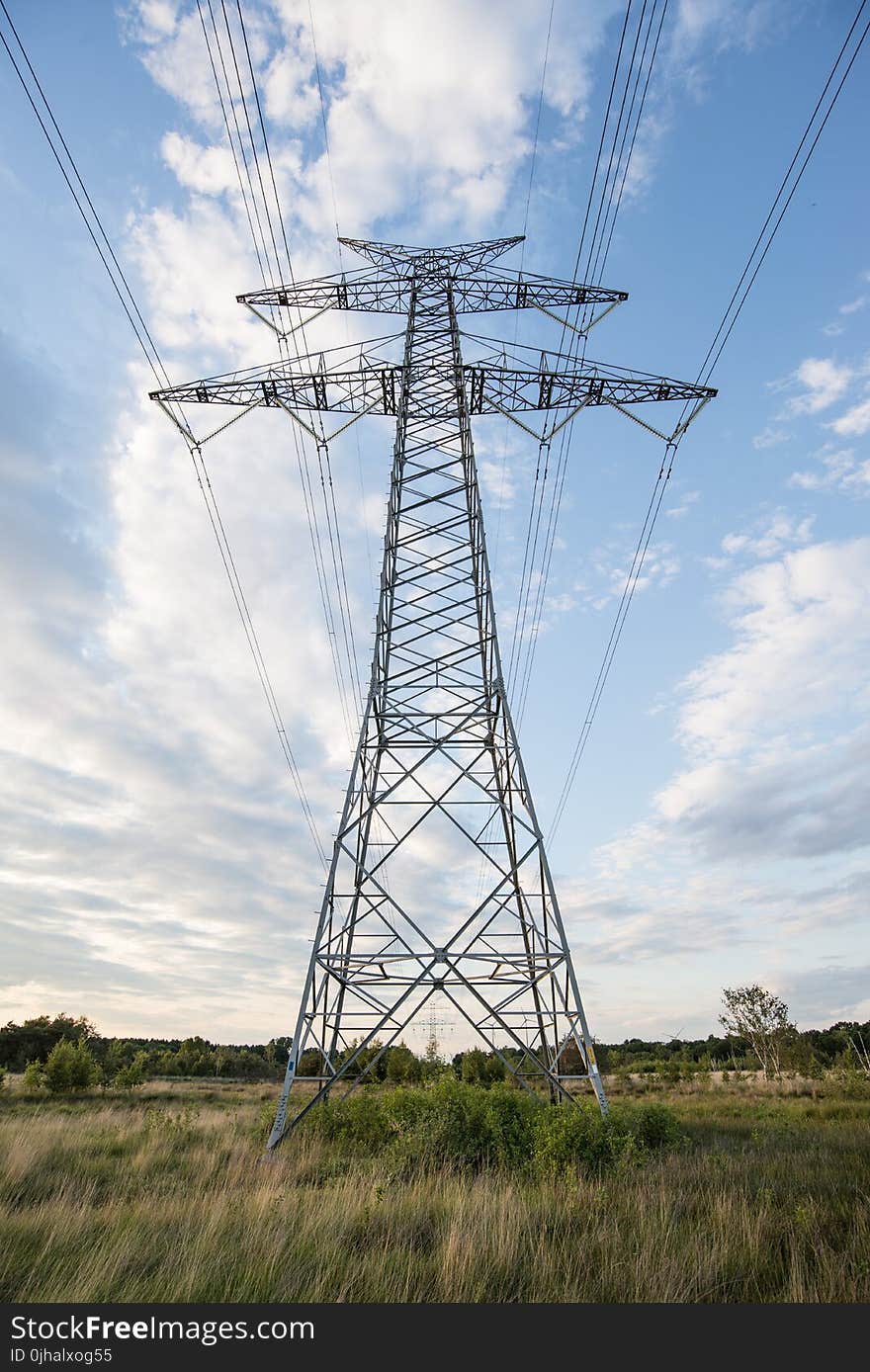 Low Angle Photo of Gray Transmission Tower