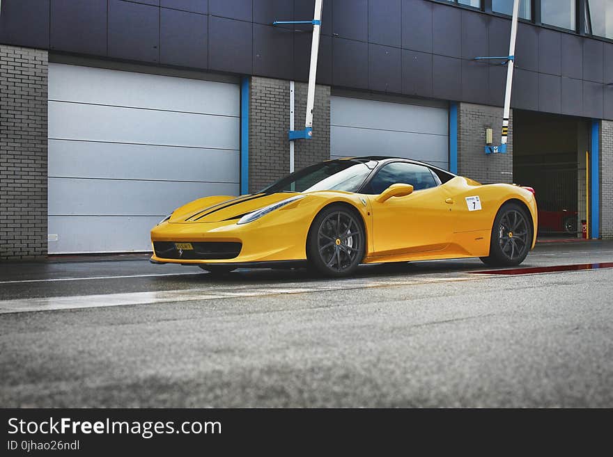 Yellow Ferrari 458 Italia Sports Car