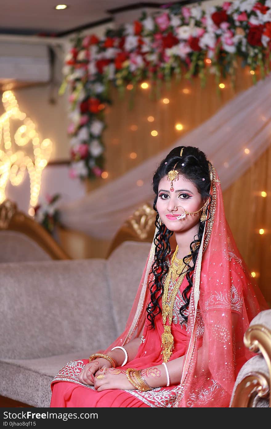 Women Wearing Pink Sari