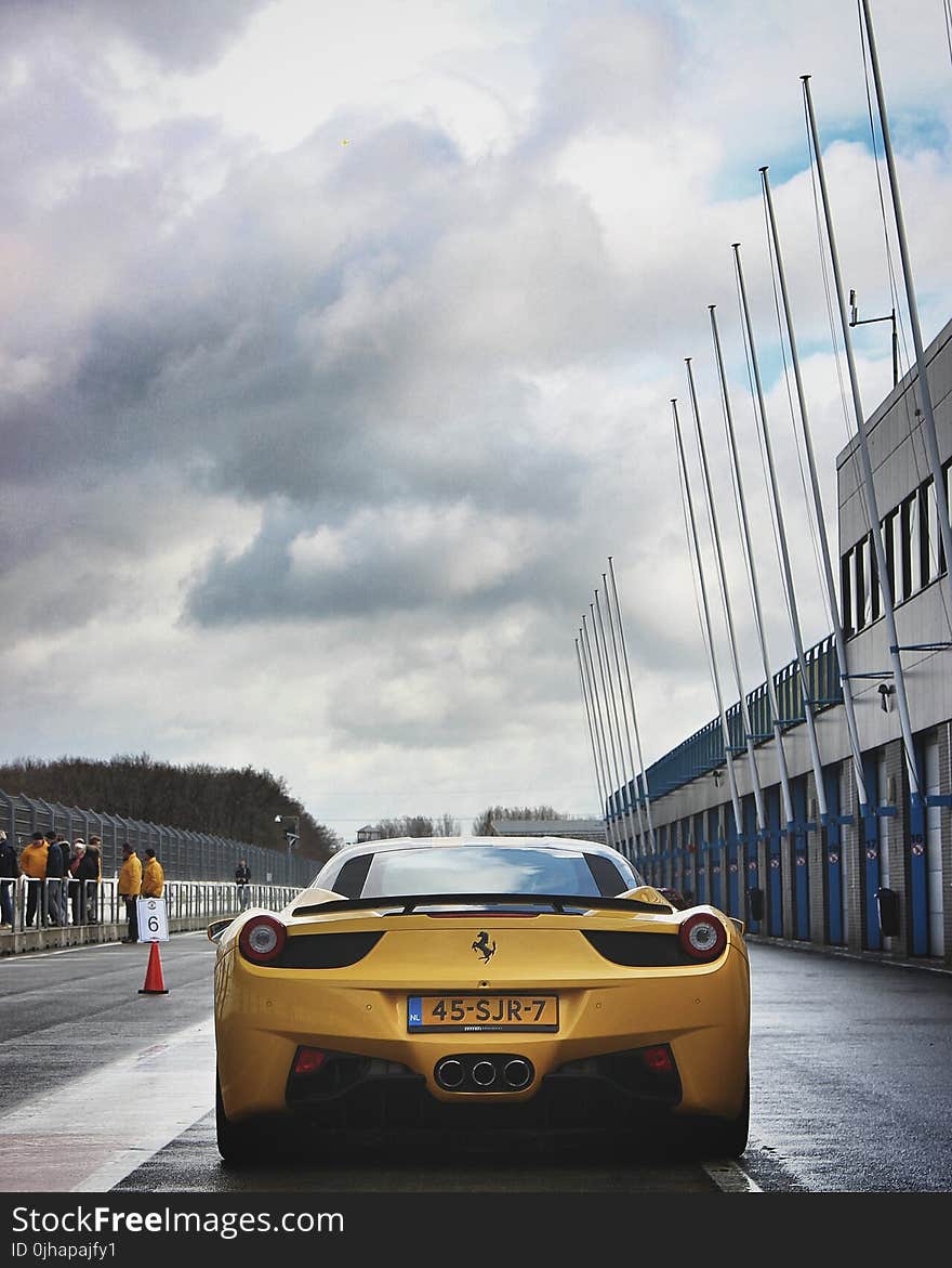 Yellow Ferrari Laferrari on Road