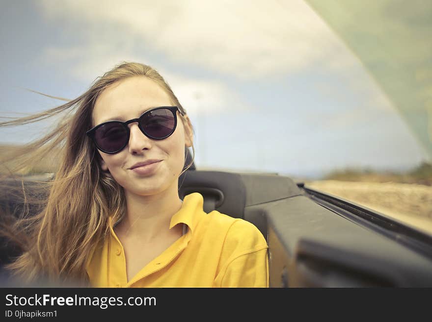 Woman in Yellow Collared Shirt