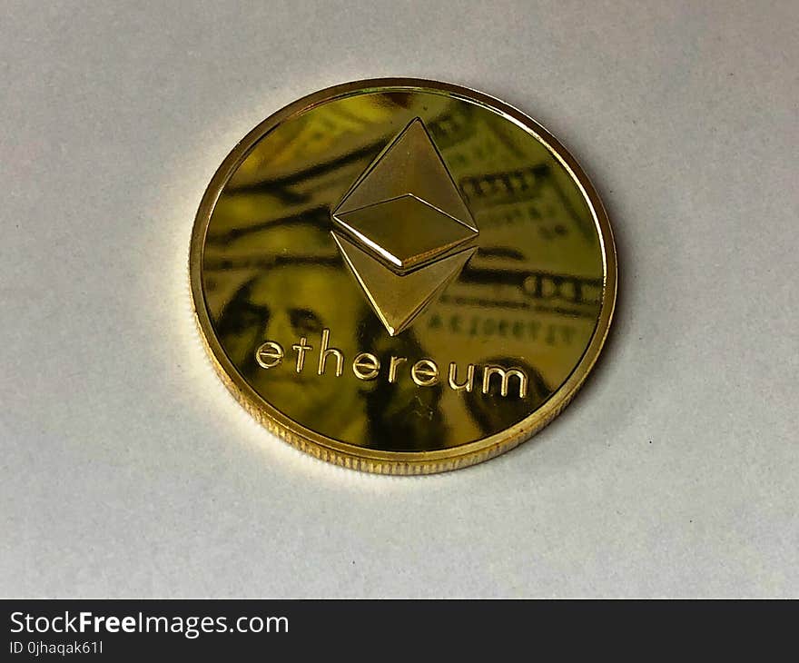 Round Gold-colored Ethereum Ornament