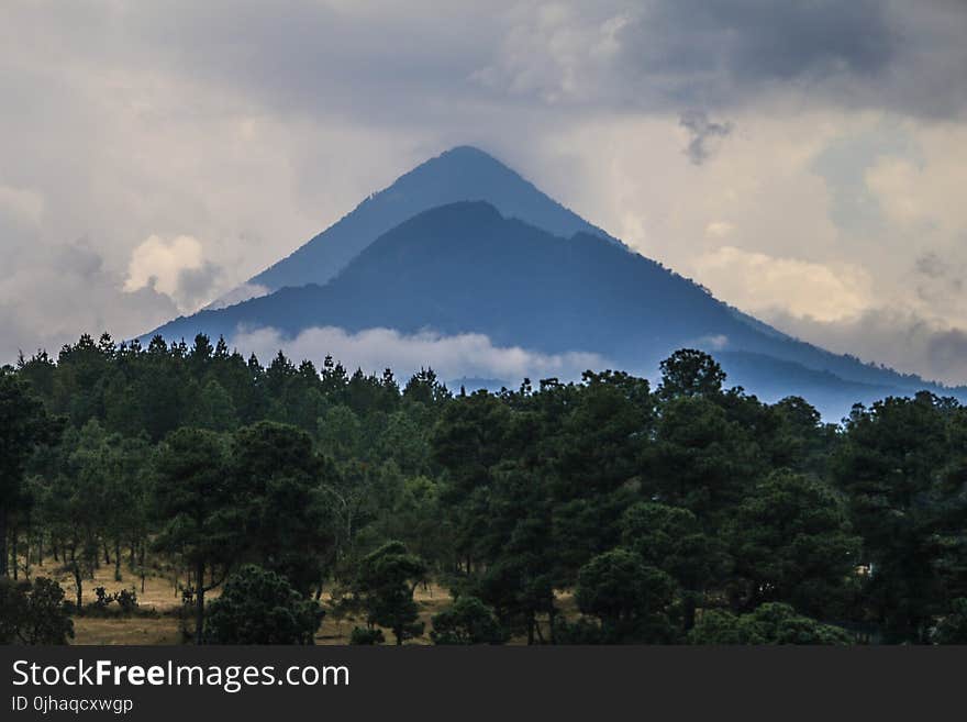 Silhouette of Mountain With Trees Photography