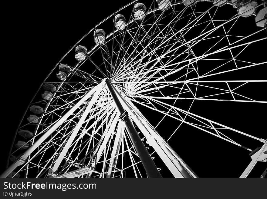 Grayscale Photography of Ferris Wheel