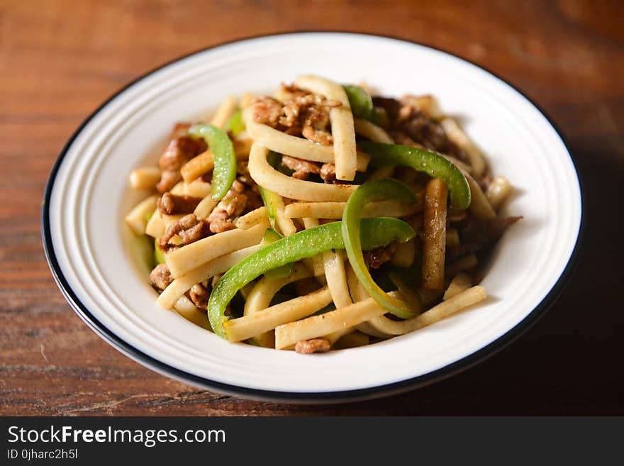 Cooked Food on Top of White Ceramic Plate