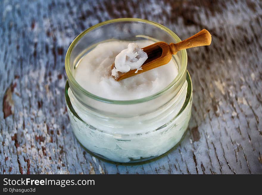 Clear Glass Container with Coconut Oil