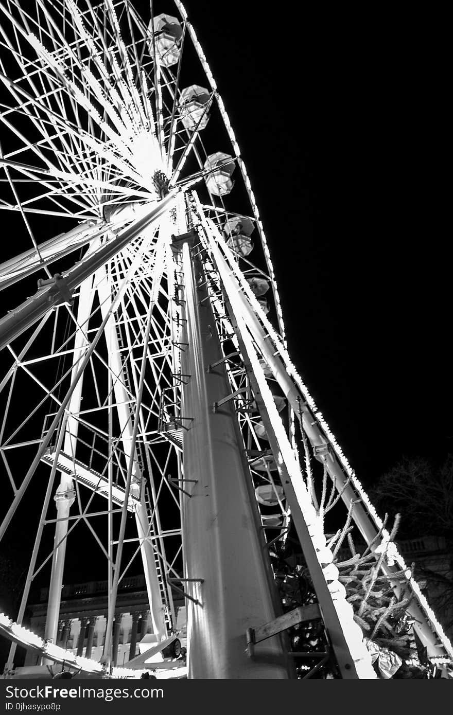 Grayscale Photo of Ferris Wheel