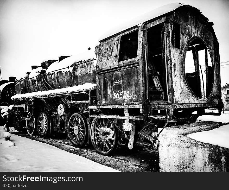 Grayscale Photo of Train