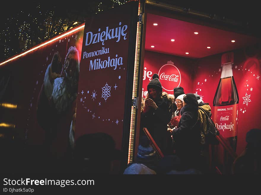 Red Printed Banner Outside Store Front