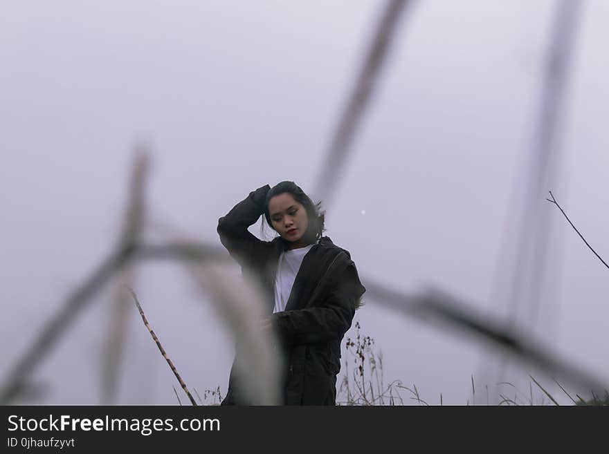 Woman in Black Jacket and White Shirt Outfit