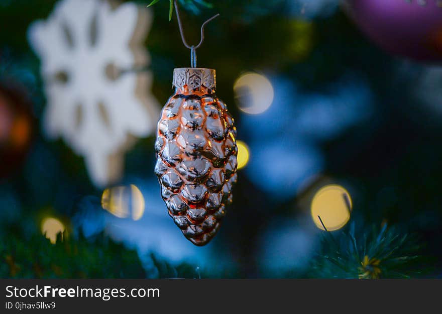 Amber Glass Pine Cone Ornament