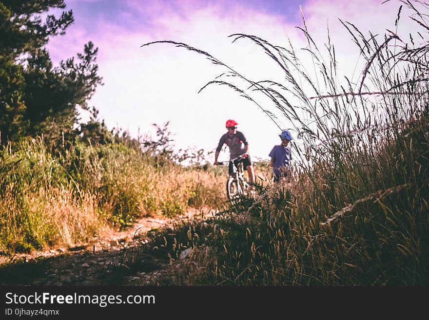 Two People Riding Bicycle