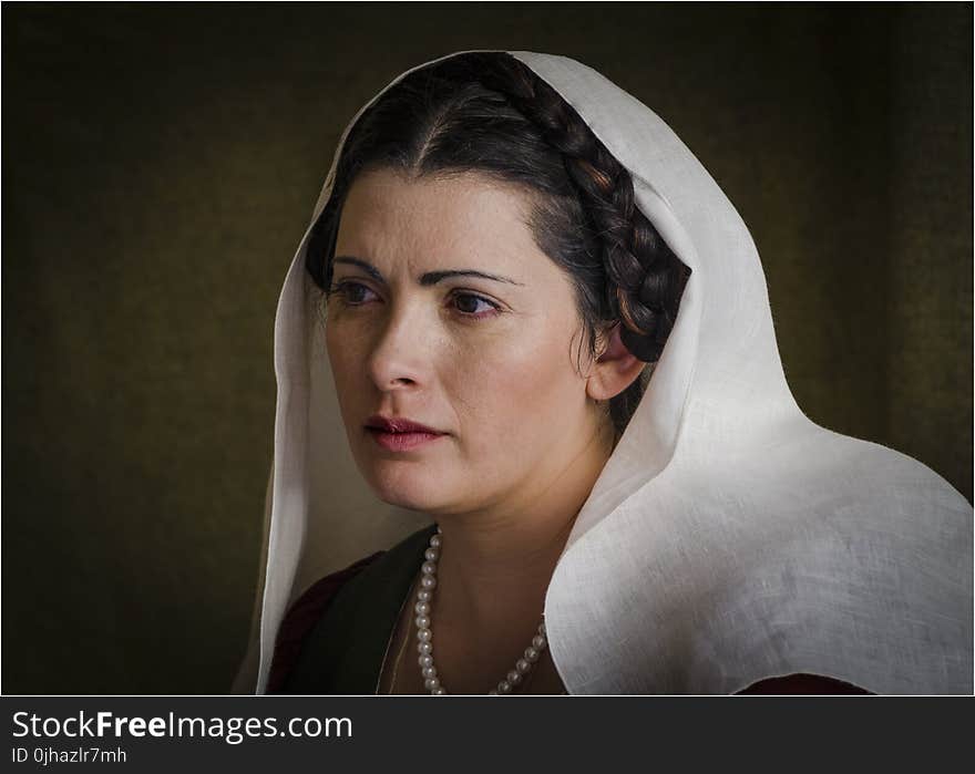 Black Haired Woman Wearing White Veil