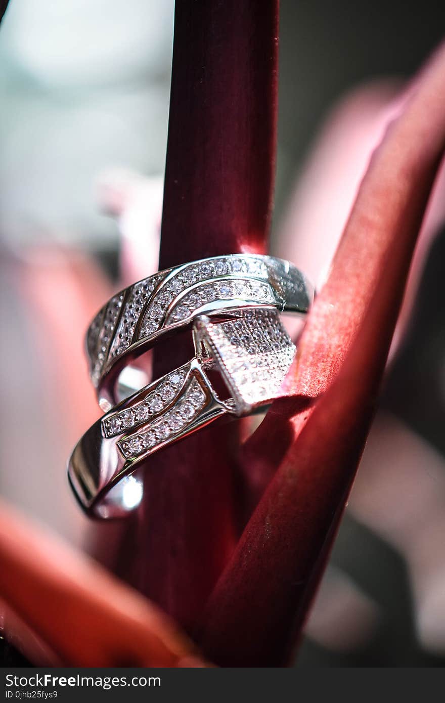 Macro Photography of Two Diamond Rings