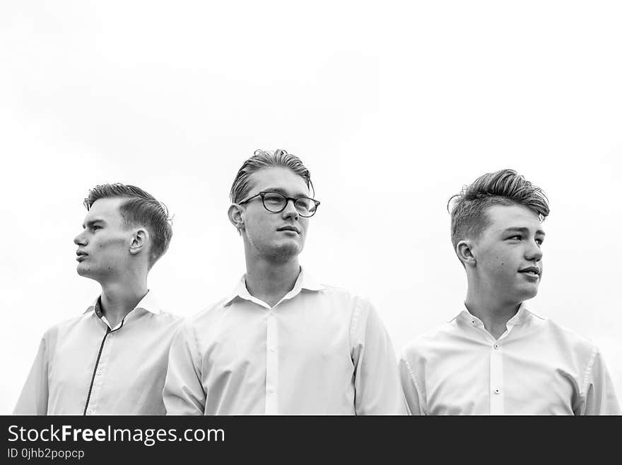 Black and White Photo of Three Men