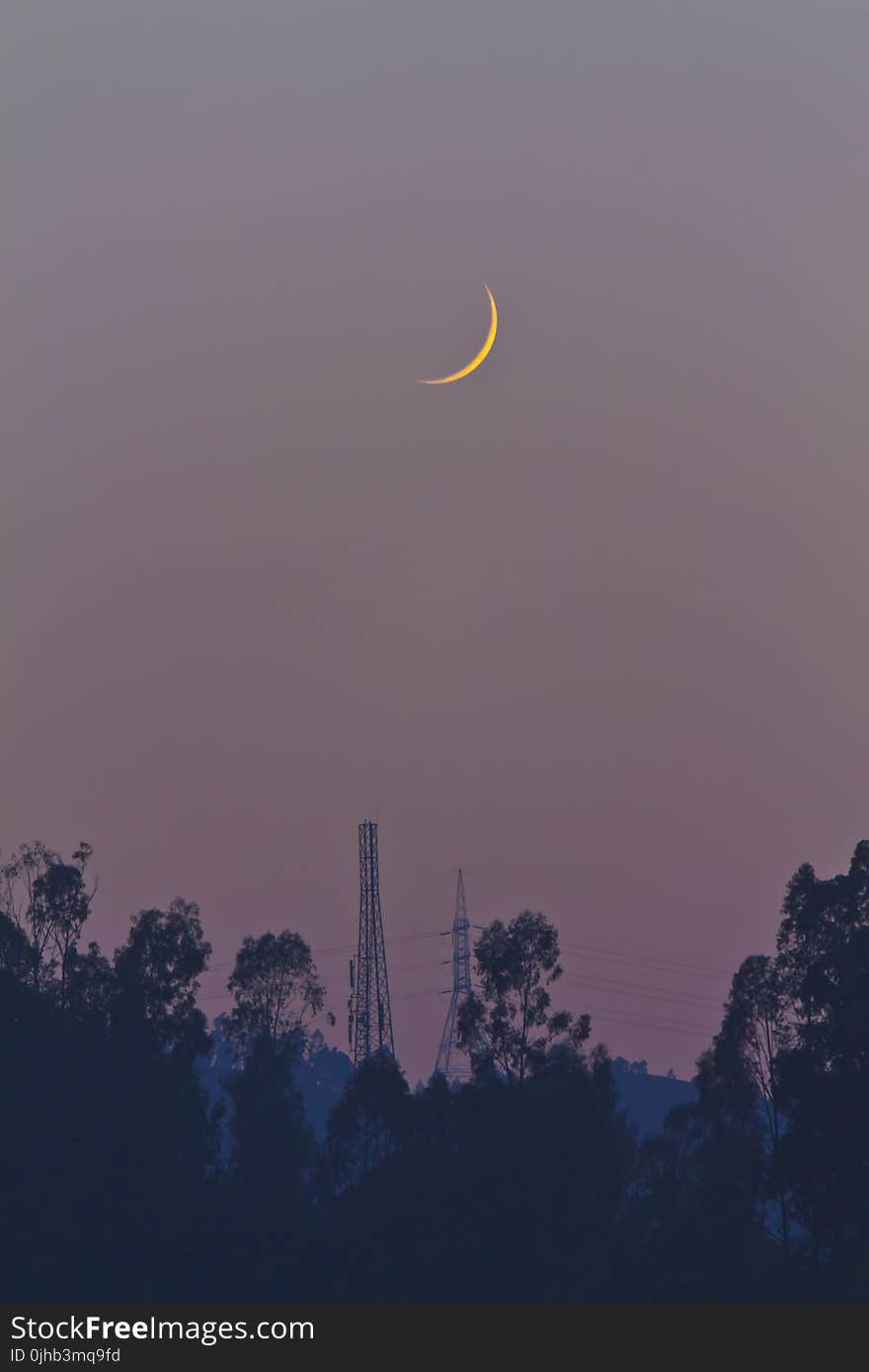 Crescent Moon during Night