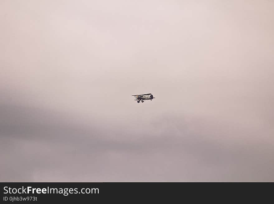 Gray and Black Biplane