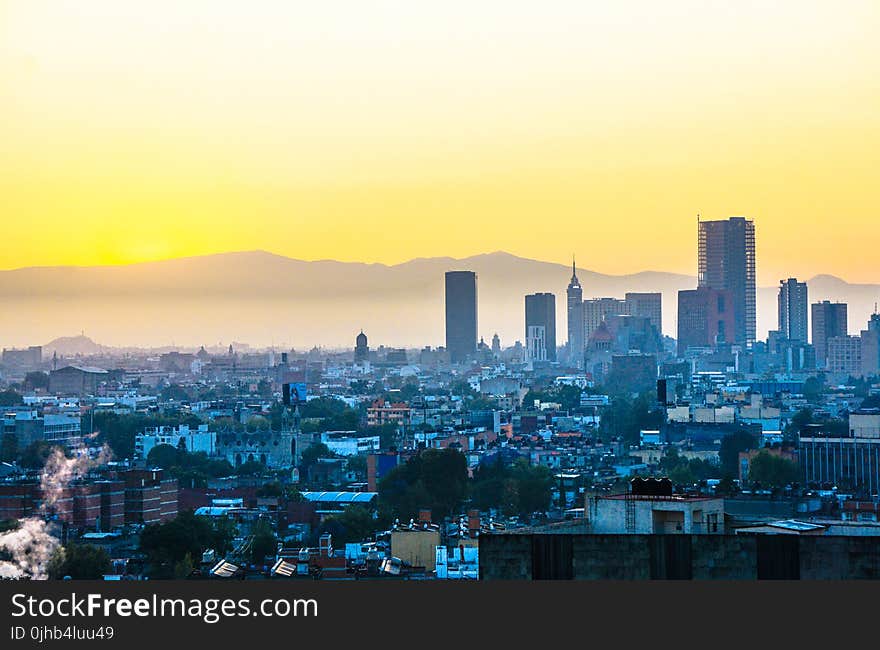 High Angle Photography of High-rise Building during Golden Hour