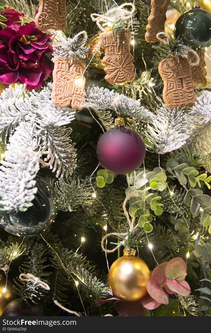 Green Christmas Tree Filled With Decors and Bauble