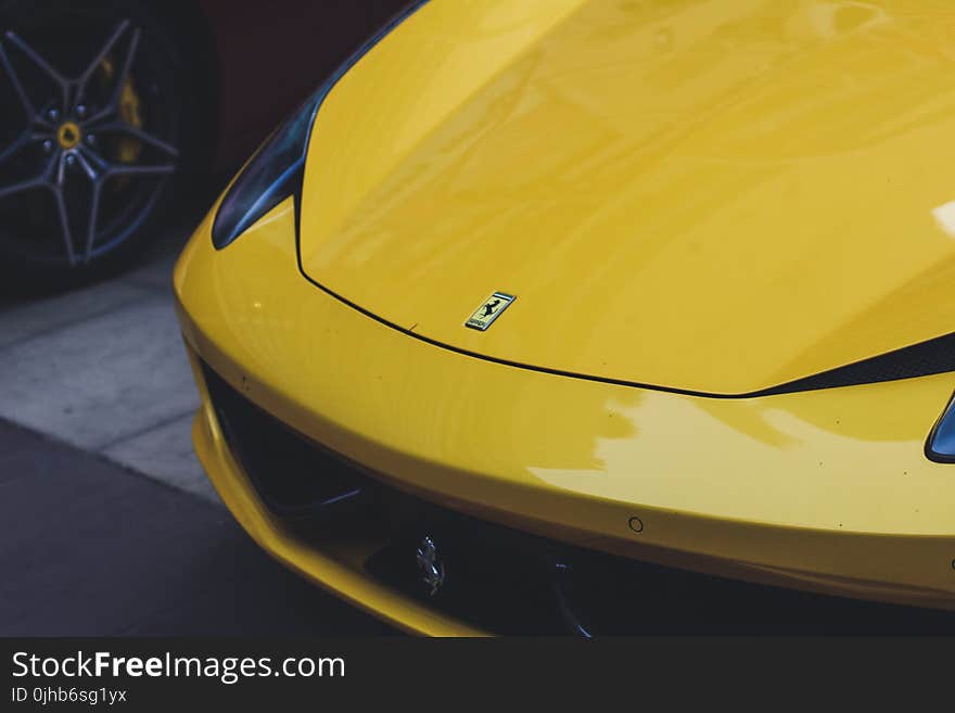 Yellow Ferrari Car